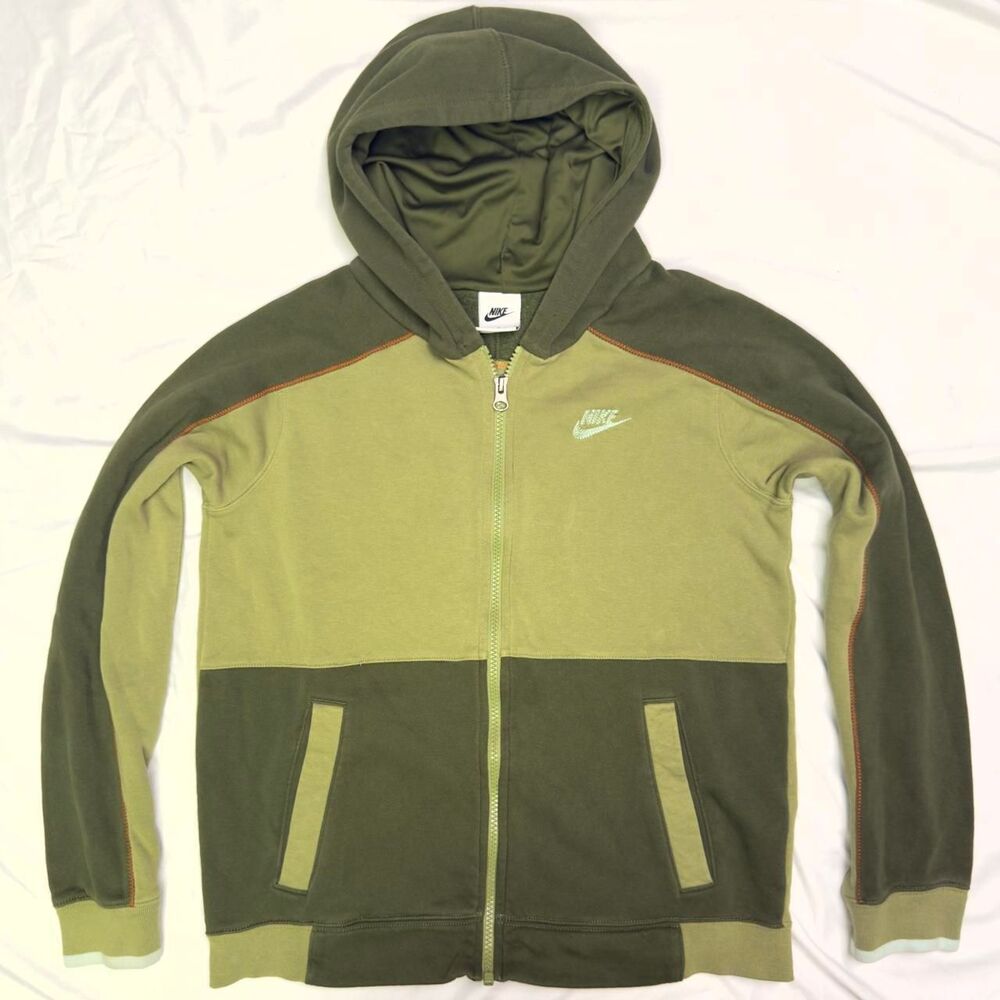 Nike Men's Green and Khaki Hoodie
